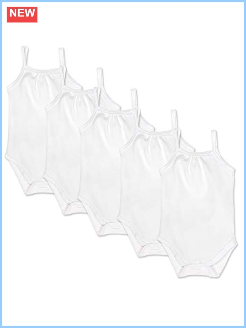 5-Pack Sleeveless Cami Bodysuits 100% Organic Cotton Baby Girls Infants